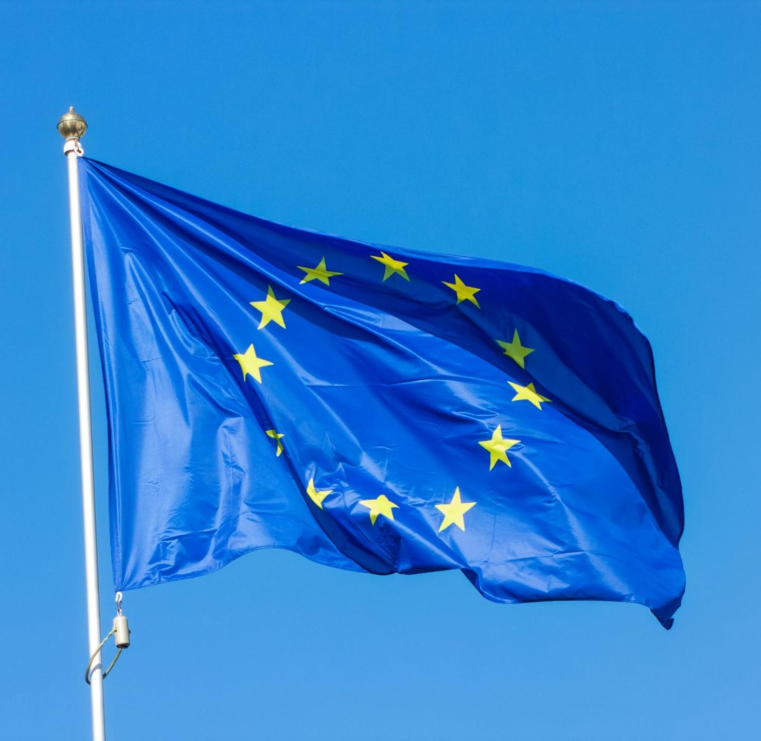 a blue flag with stars